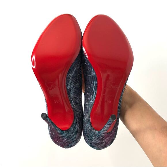 NIB Christian Louboutin Fifi 100 Leopard Print Turquoise Violet Pumps 38.5 - Picture 8 of 10